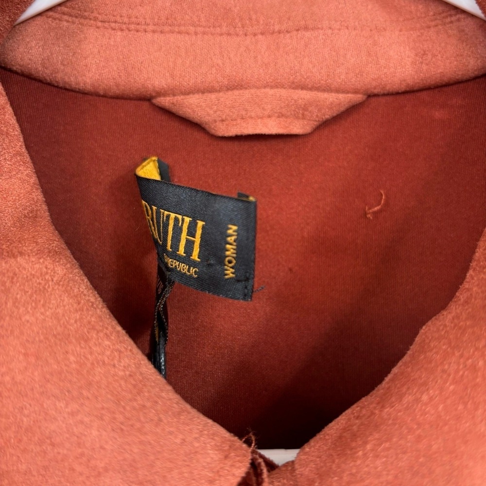Truth by Republic Shacket Plus 1X Orange Shirt Jacket Casual Western Boho Suede - Picture 12 of 12